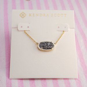 Kendra Scott Elisa Gold Necklace in Platinum Drusy - Brand New